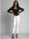 White denim pants with holes on the knees 3918 - Online store - Boutique